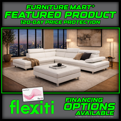 Oscar - Faux Leather Sectional - Porcelain - Left Chaise (Ottoman available)