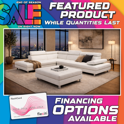 Oscar - Faux Leather Sectional - Porcelain - Left Chaise (Ottoman available)