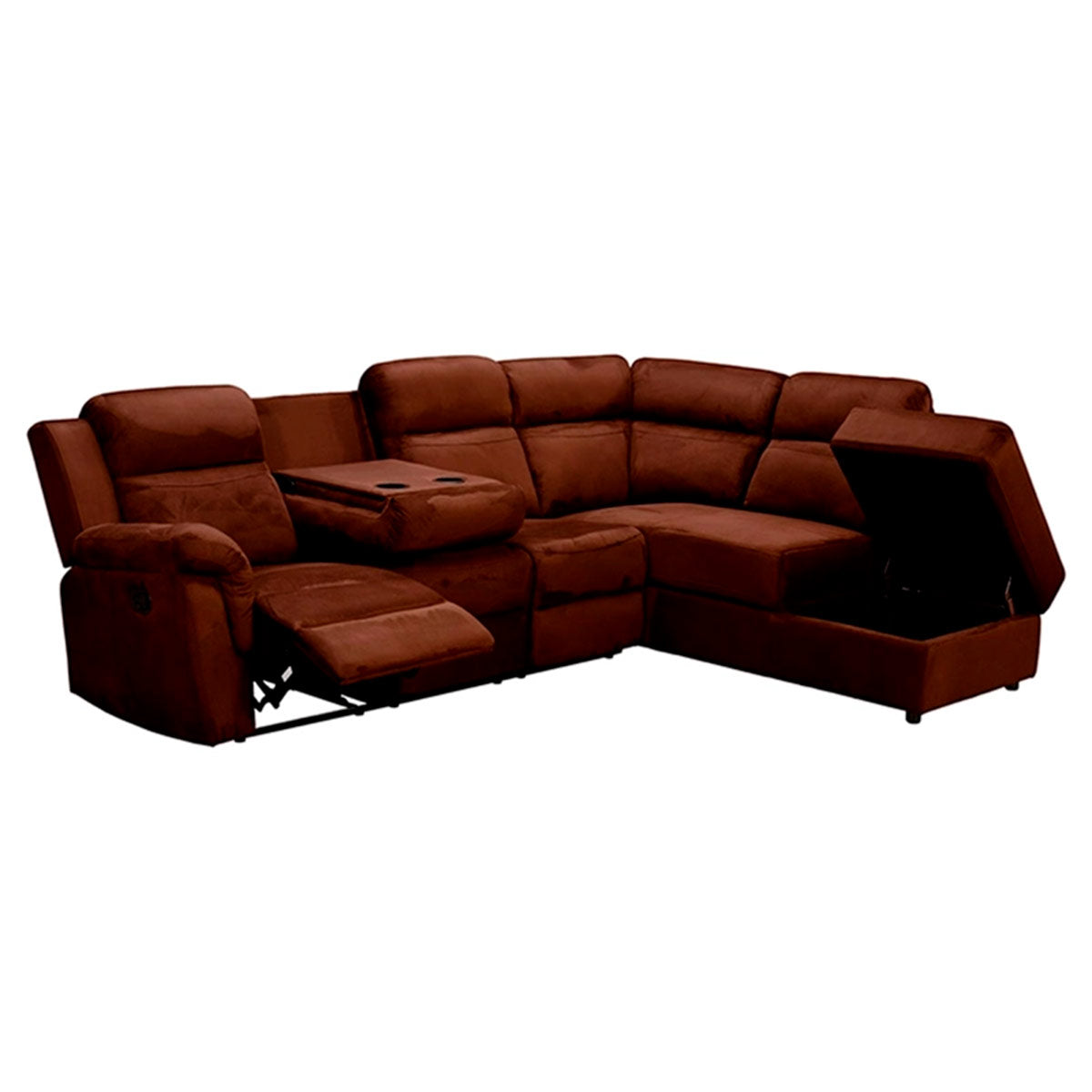 Titus Fabric Reclining Sectional with Storage - Brown